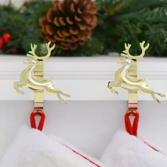 Original MantleClip&reg; Gold Reindeer Icons Stocking Holders, 2ct. {3}