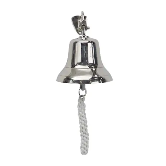 7.5" Silver Nautical Bell Wall Accent with Rope Pull {3}