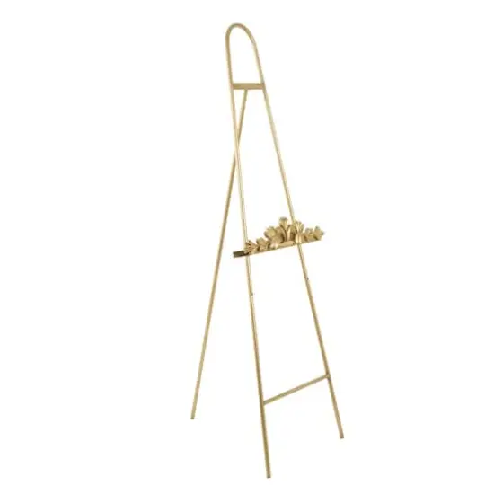 63" Gold Metal Arched Foldable 2-Tier Display Easel with Vine Emblem {5}