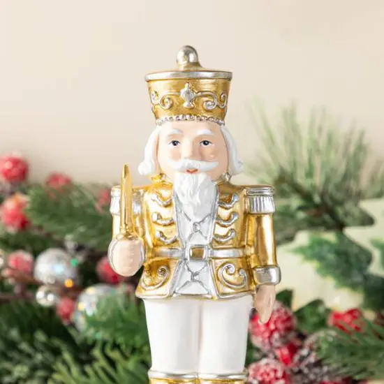 Glitzhome&reg; Christmas Resin Nutcracker Stocking Holder Set {7}