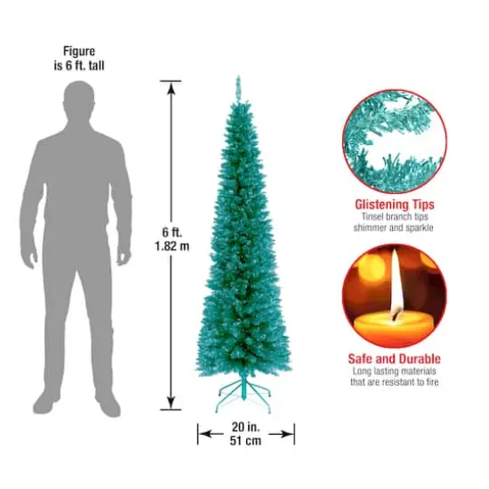 6ft. Unlit Tinsel Artificial Christmas Tree {5}