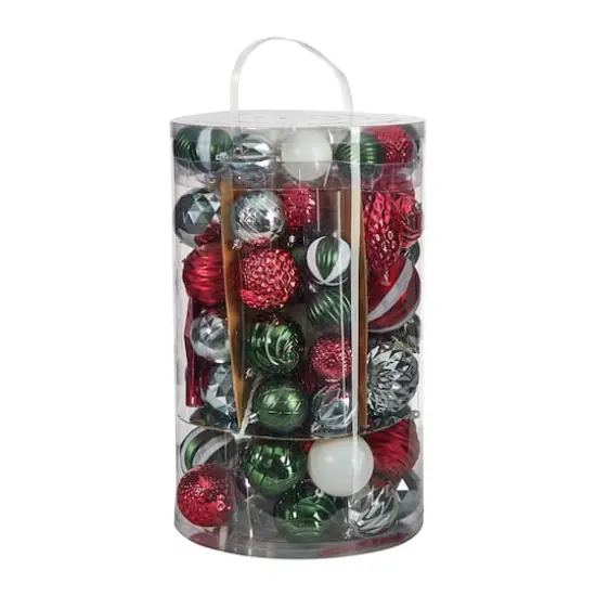 100ct. Holiday Deluxe Shatterproof Christmas Tree Ornament Box Set {4}
