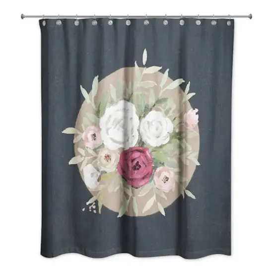 Florals on Navy 71" x 74" Shower Curtain {3}