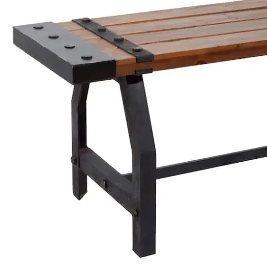 Brown Iron & Wood Industrial Bench {4}