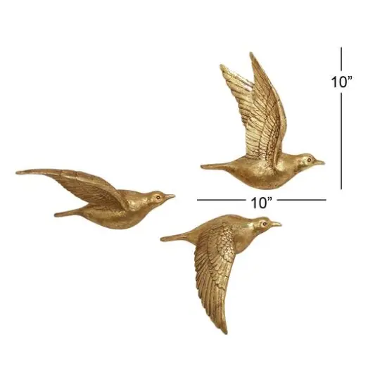 Gold Polystone Coastal Birds Wall Decor Set {6}