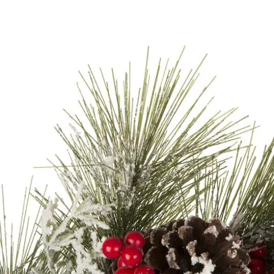 Glitzhome&reg; 24" Flocked Pinecone & Berry Wreath {6}