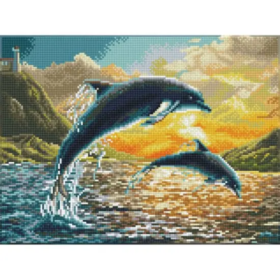 Diamond Dotz&reg; Intermediate Dolphin Sunset Diamond Painting Kit {1}