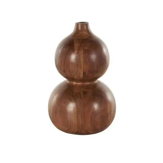 11" Brown Wood Bubble Vase with Natural Wood Grains {7}