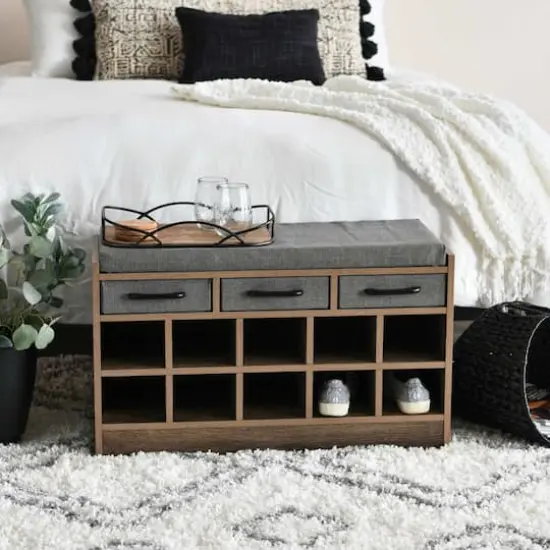 Household Essentials 32" Storage Bench Ashwood {3}