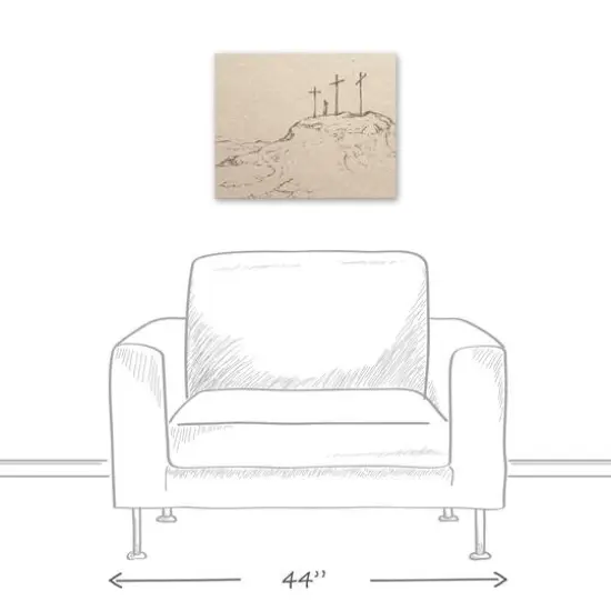 Crosses On Hill Sketch 2 16" x 20" Canvas Wall Art {6}
