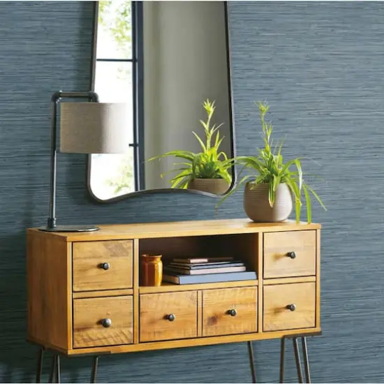RoomMates Faux Grasscloth Peel & Stick Wallpaper Blue {4}