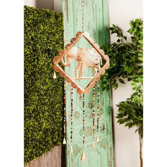Gold Colored Metal Eclectic Elephant Windchime {3}