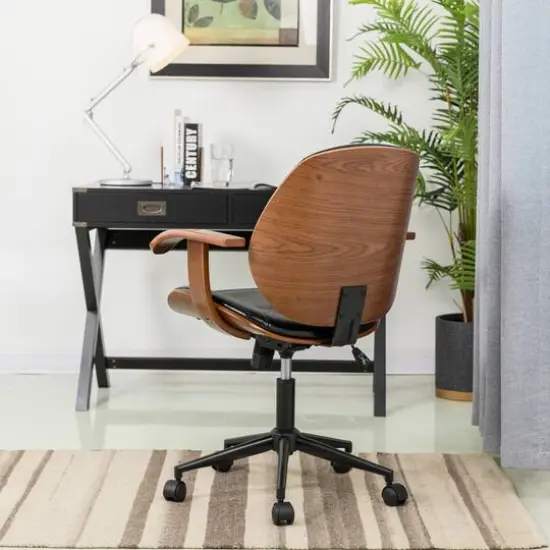 Glitzhome® 38" Leatherette Gaslift Adjustable Swivel Office Chair Black/Brown {4}