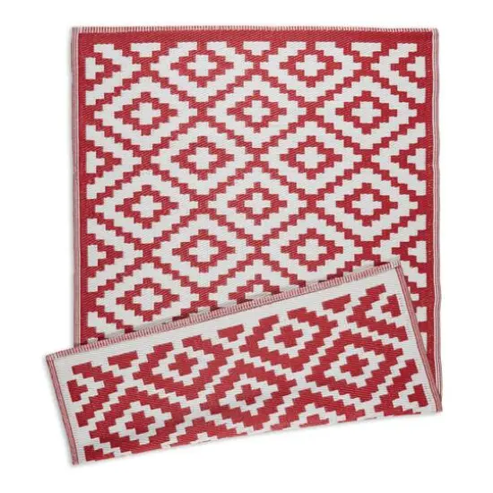 DII&reg; Mesa Diamonds Outdoor Rug, 4ft. x 6ft. Rust/White {1}