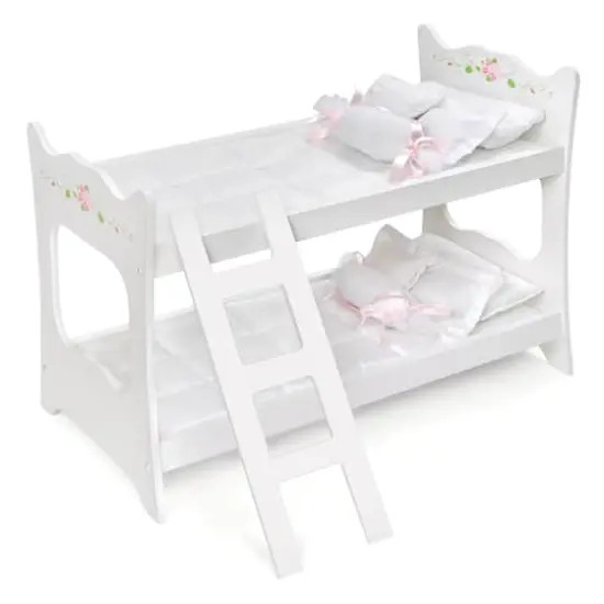 Badger Basket White Rose Doll Bunk Bed with Ladder & Bedding {1}