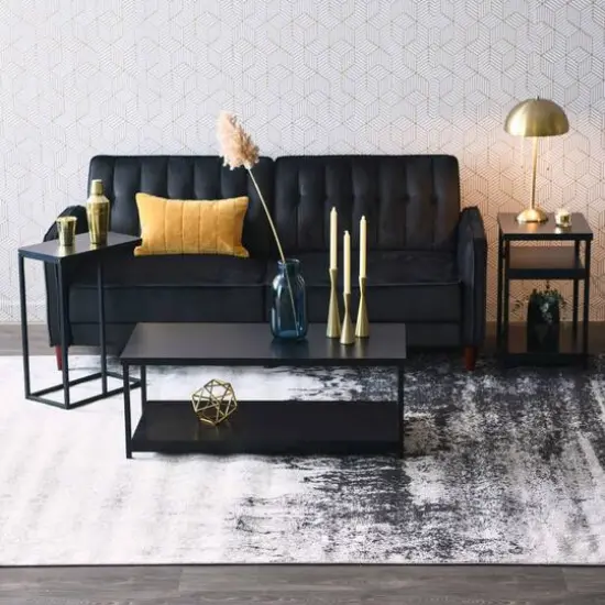 Household Essentials 25" Jamestown C-Shaped End Table Black Oak {5}