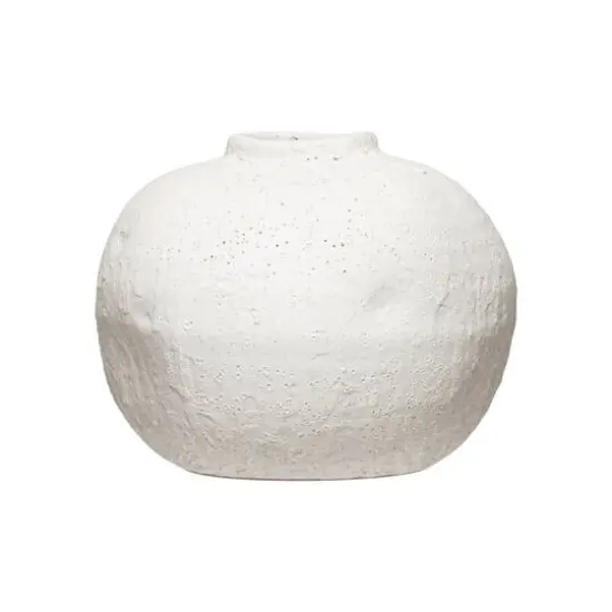 Hello Honey&reg; 7" Matte White Volcano Finish Terra Cotta Vase {1}