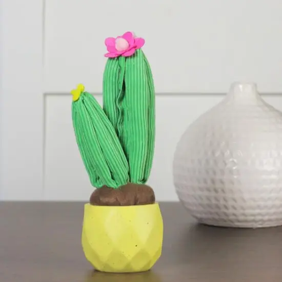 10.5" Artificial Plush Cactus in Yellow Pot {4}