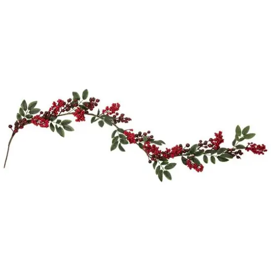 5ft. Christmas Leaves & Red Berries Artificial Garland {4}