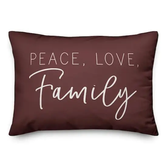 20" x 14" Peace Love Family Versatile Throw Pillow Maroon {1}