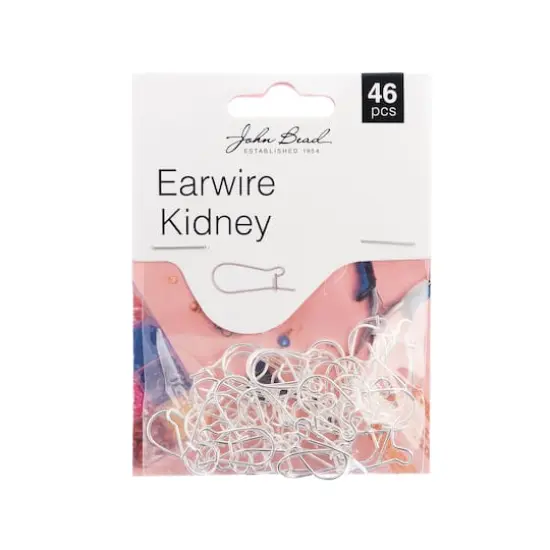 John Bead Must Have Findings 19mm Kidney Earwire, 46ct. Silver {1}