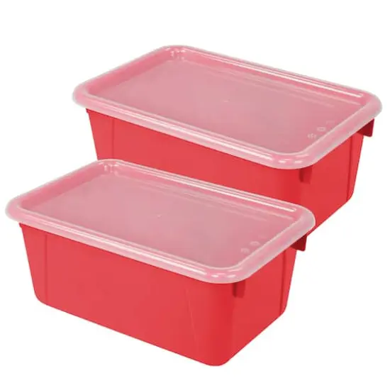 Storex Small Cubby Bin with Cover, 2ct. Red {1}