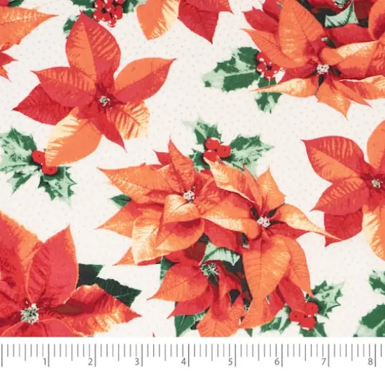 SINGER Christmas Poinsettia Cotton Fabric Fat Quarter Bundle {4}