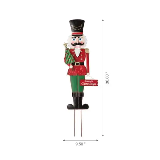 Glitzhome&reg; 3ft. Metal Nutcracker Yard Stake {8}