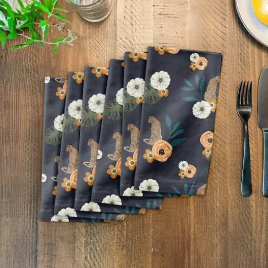 Tropical Jag Cotton Twill Napkin Navy {4}