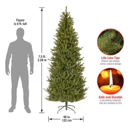 7.5ft. Unlit Hinged Natural Fraser Fir Slim Artificial Christmas Tree {6}