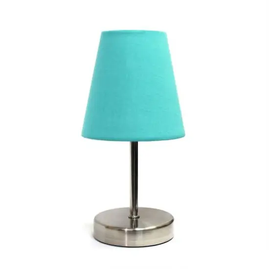 Creekwood Home Nauru 10.5" Sand Nickel Petite Metal Stick Table Lamp Blue {1}