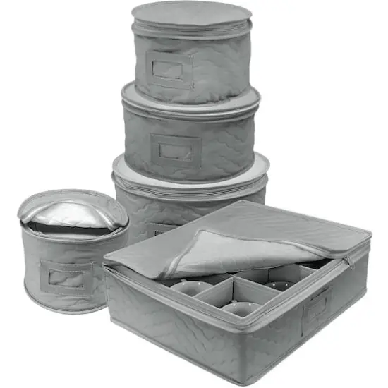 Sorbus 5-Piece Dinnerware Storage Set Gray {1}