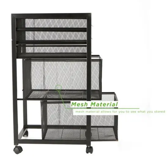 Mind Reader Black 5-Drawer Rolling File Cabinet {9}