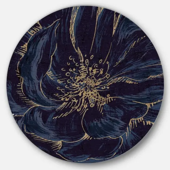 Designart - Dark Rose Gilded Gold - Shabby Chic Metal Circle Wall Art {1}