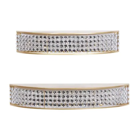 Set of 2 Gold Metal Contemporary Wall Shelves 28", 24" {1}