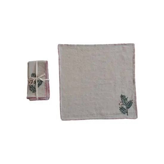 Hello Honey&reg; Holly Embroidered Cotton & Linen Blend Napkins, 4ct. {1}