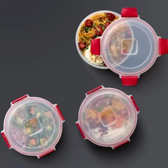 Joseph Joseph Nest Lock 8-piece Round Food Storage Container Set Red {6}