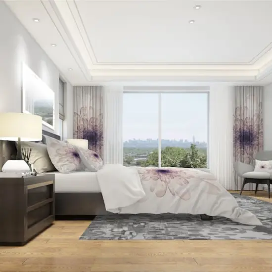 Designart 'Perfect Glowing Fractal Flower in Purple' Modern & Contemporary Bedding Set - Duvet Cover & Shams {5}