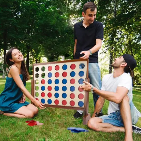 Toy Time 4-In-A-Row Giant Classic Wooden Game Set {7}