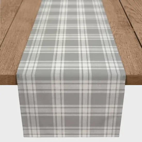 Faded Plaid Indoor/Outdoor Table Runner Gray {3}