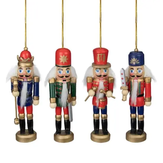 4ct. 5" Multicolor Nutcracker Wood Ornaments {1}