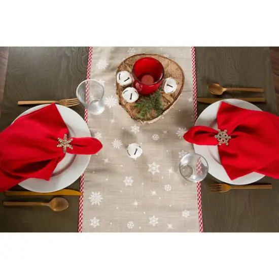 DII&reg; 108" Red Reindeer Embroidered Table Runner {9}
