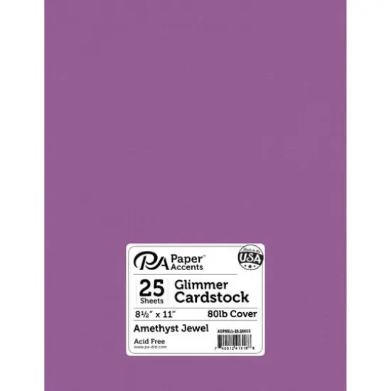PA Paper™ Accents Glimmer 8.5" x 11" Cardstock, 25 Sheets Amethyst Jewel {1}
