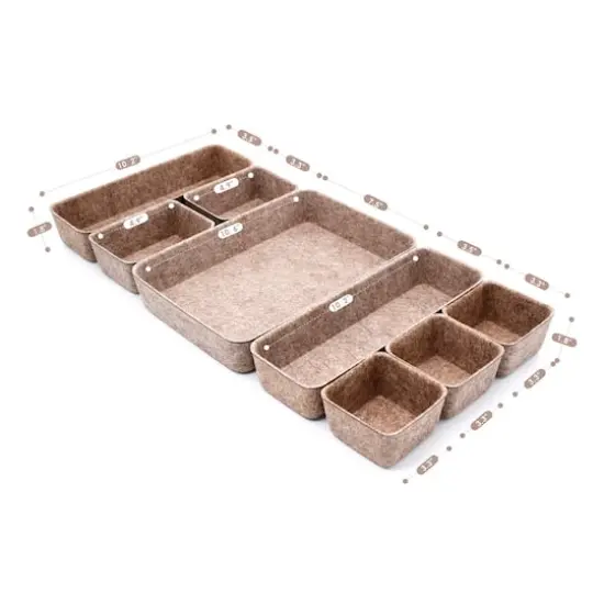 Welaxy Felt 8 Piece Drawer Organizer Tray Set Sandstone {9}