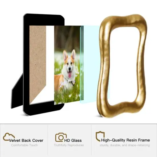 Glitzhome&reg; 4 Pack 4" x 6" Vintage Gold Resin Tabletop Picture Frames {9}