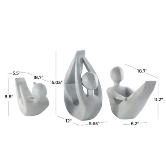 Gray Abstract Yoga Poses Garden Sculpture Set {5}
