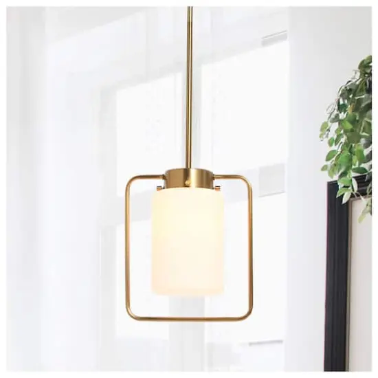Hello Honey&reg; Robert Stevenson Lighting Ezra Metal & Frosted Glass Convertible Ceiling Light Brushed Brass {5}