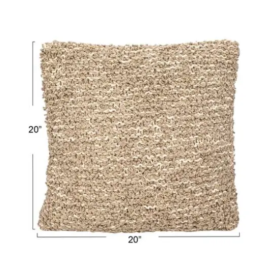 Hello Honey&reg; 20" Brown Woven Cotton Blend Boucl&eacute; Pillow {4}