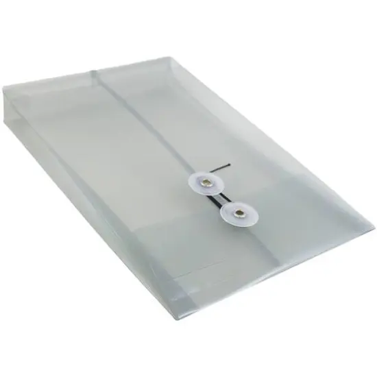 JAM Paper 6.25" x 9.25" Button & String Tie Closure Plastic Envelopes, 12ct. Smoke Gray {6}