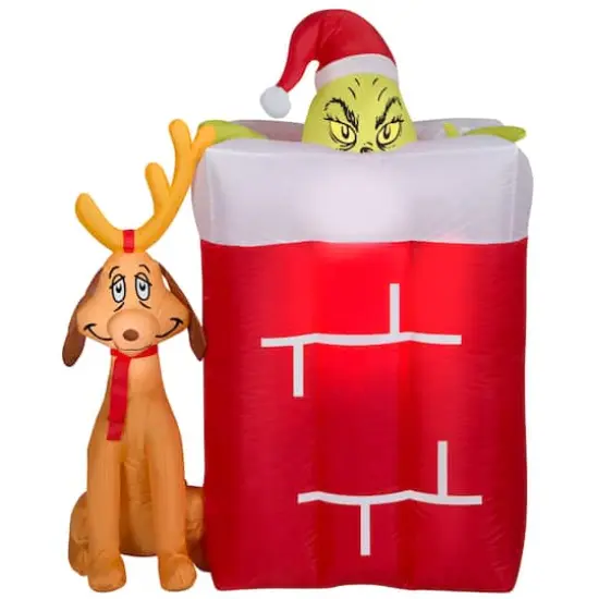 6ft. Animated Airblown&reg; Inflatable Christmas Grinch in Chimney {3}